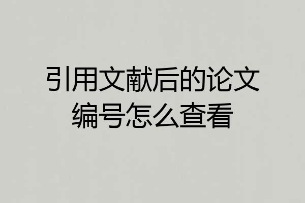 引用文献后的论文编号怎么查看
