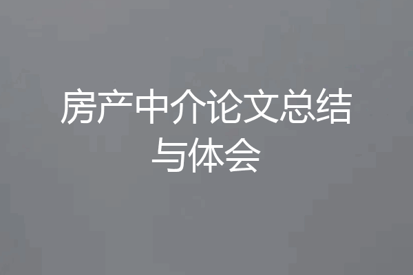 房产中介论文总结与体会