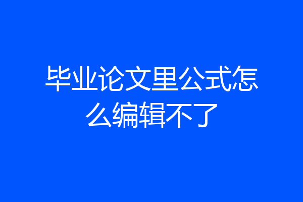 毕业论文里公式怎么编辑不了