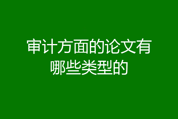 审计方面的论文有哪些类型的