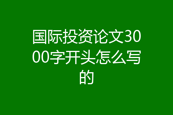 国际投资论文3000字开头怎么写的
