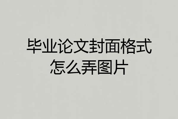 毕业论文封面格式怎么弄图片