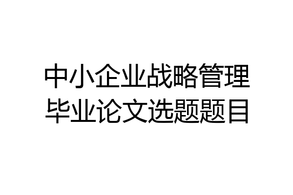 中小企业战略管理毕业论文选题题目