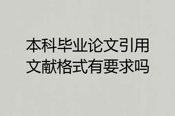 本科毕业论文引用文献格式有要求吗