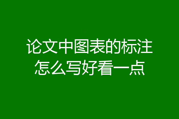 论文中图表的标注怎么写好看一点