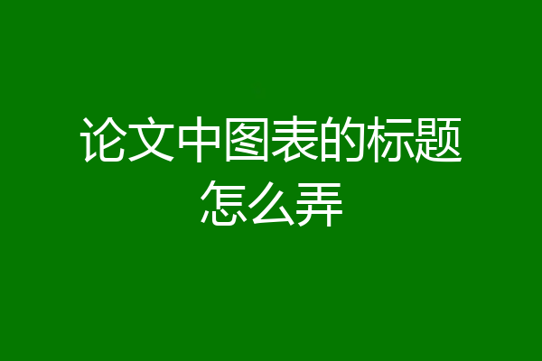 论文中图表的标题怎么弄