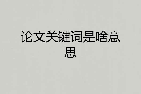 论文关键词是啥意思