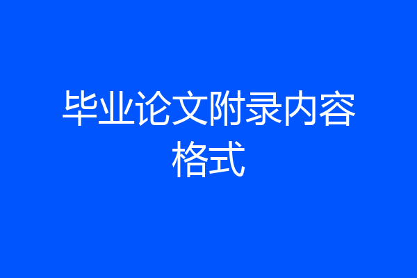 毕业论文附录内容格式