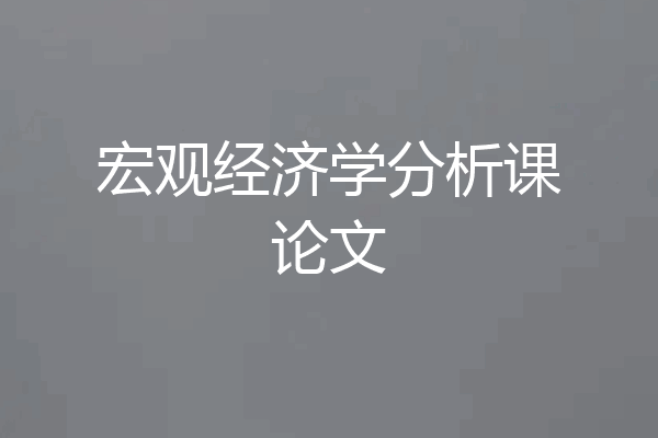 宏观经济学分析课论文