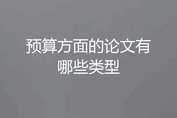 预算方面的论文有哪些类型