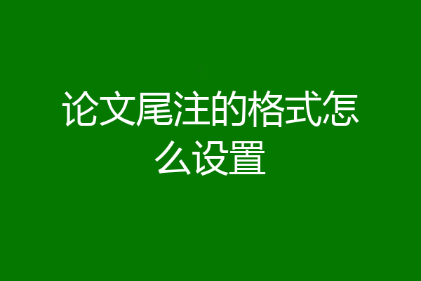 论文尾注的格式怎么设置