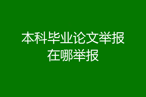 本科毕业论文举报在哪举报