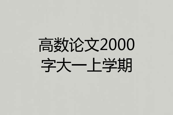 高数论文2000字大一上学期