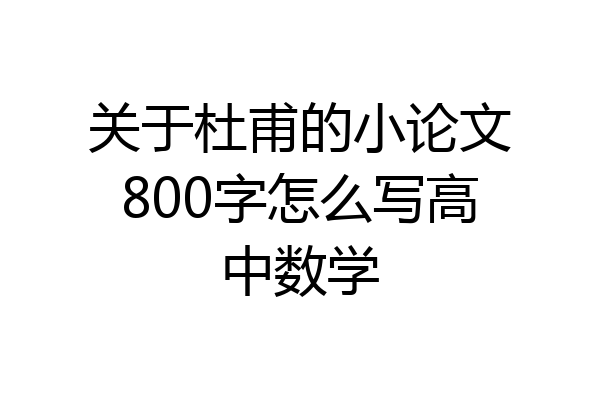 关于杜甫的小论文800字怎么写高中数学