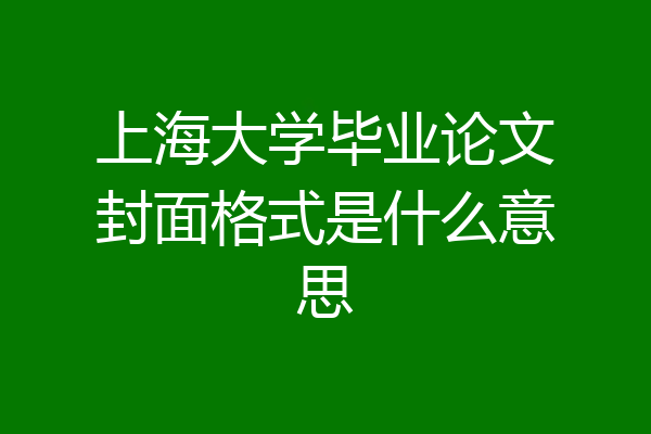 上海大学毕业论文封面格式是什么意思