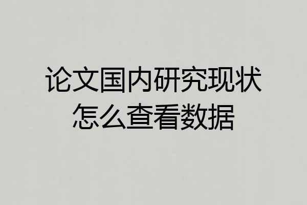 论文国内研究现状怎么查看数据