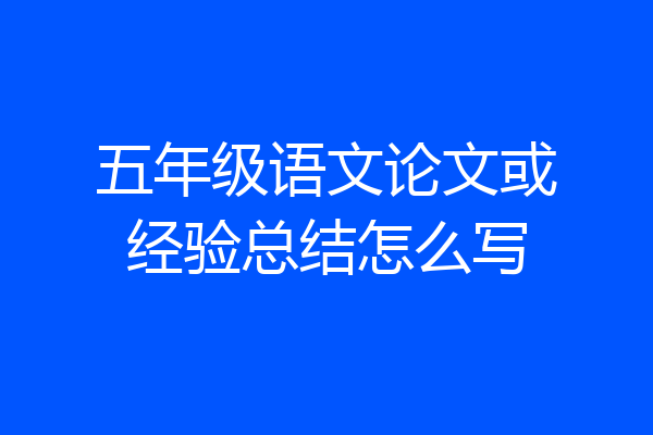 五年级语文论文或经验总结怎么写
