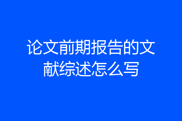 论文前期报告的文献综述怎么写