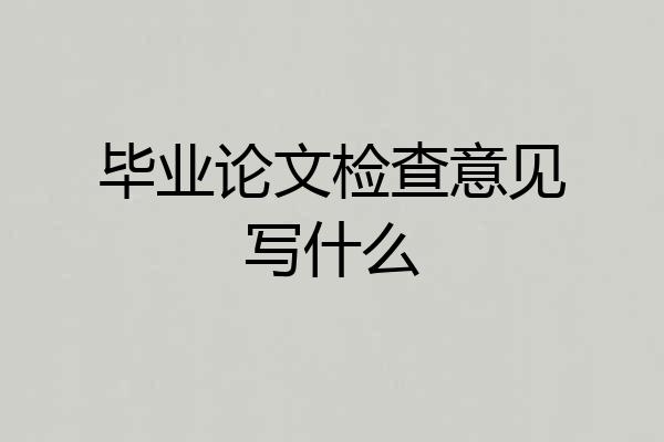 毕业论文检查意见写什么