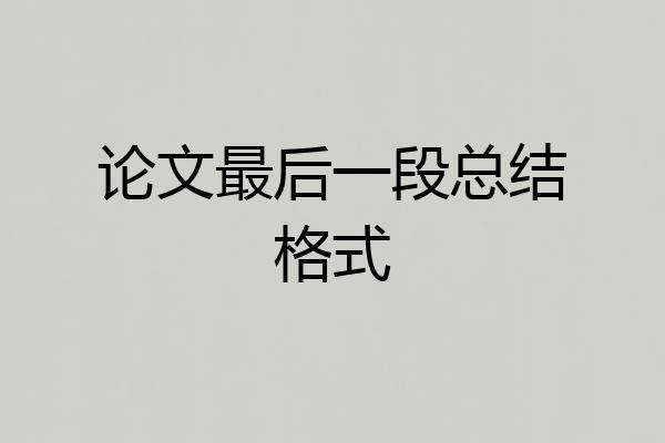 论文最后一段总结格式