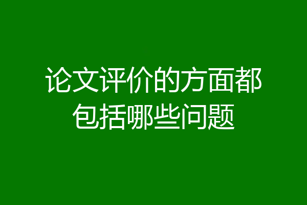 论文评价的方面都包括哪些问题