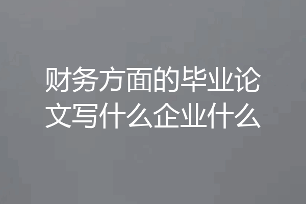 财务方面的毕业论文写什么企业什么