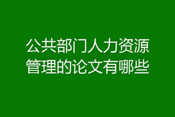 公共部门人力资源管理的论文有哪些