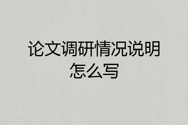论文调研情况说明怎么写