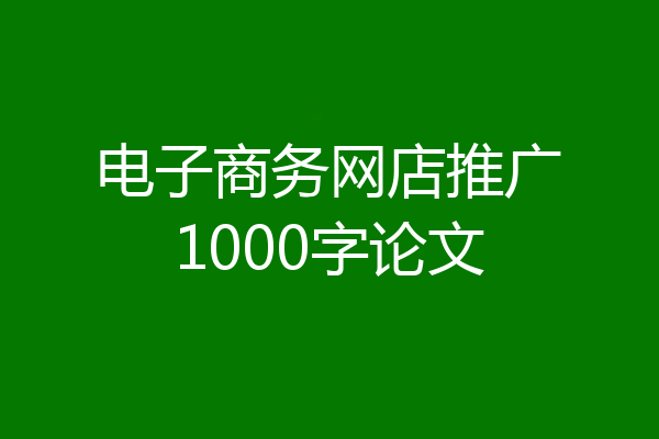 电子商务网店推广1000字论文