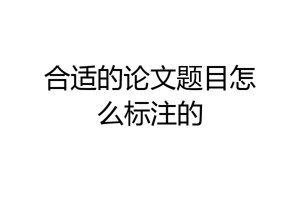 合适的论文题目怎么标注的