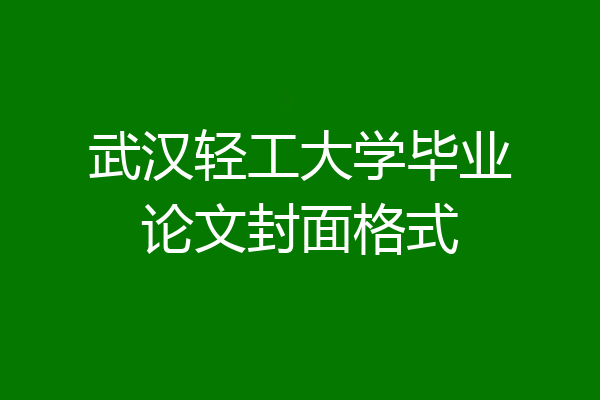 武汉轻工大学毕业论文封面格式