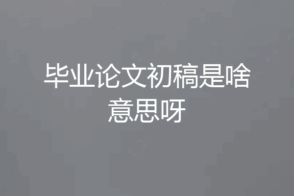 毕业论文初稿是啥意思呀