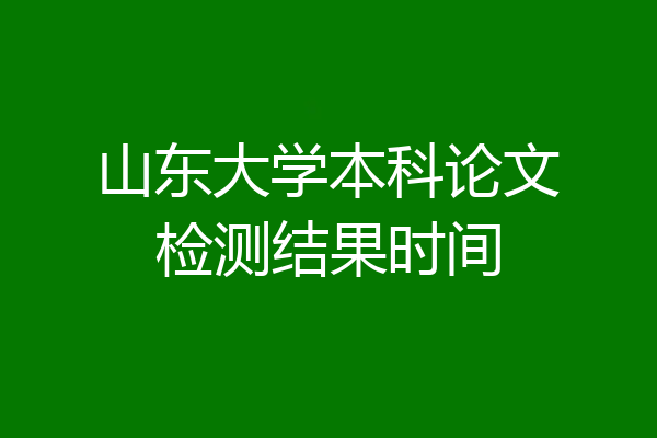 山东大学本科论文检测结果时间