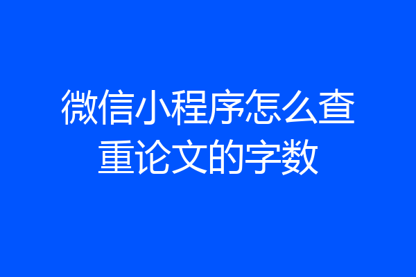 微信小程序怎么查重论文的字数