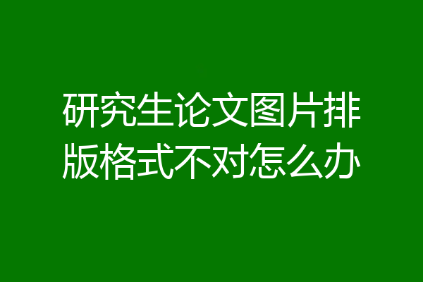 研究生论文图片排版格式不对怎么办