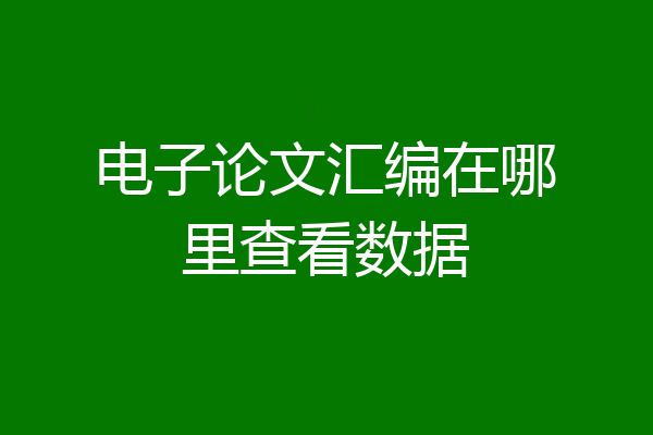 电子论文汇编在哪里查看数据
