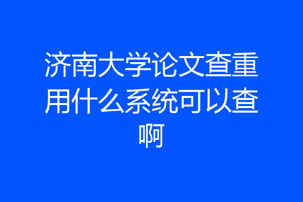 济南大学论文查重用什么系统可以查啊