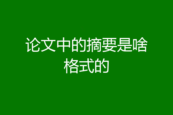 论文中的摘要是啥格式的