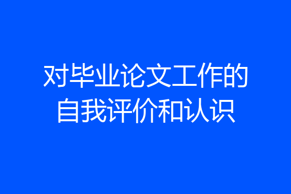 对毕业论文工作的自我评价和认识