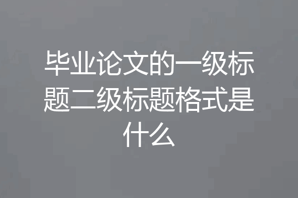 毕业论文的一级标题二级标题格式是什么