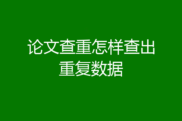 论文查重怎样查出重复数据