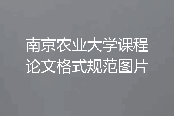 南京农业大学课程论文格式规范图片