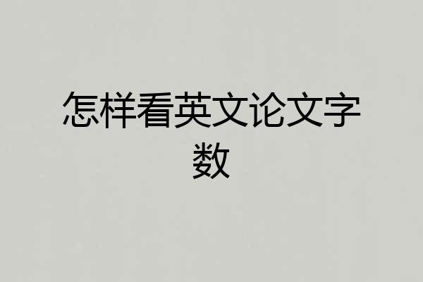 怎样看英文论文字数