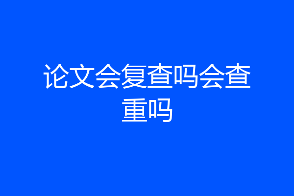 论文会复查吗会查重吗