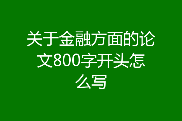 关于金融方面的论文800字开头怎么写