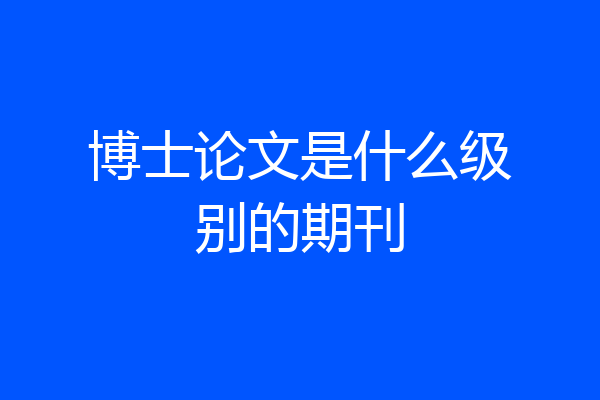 博士论文是什么级别的期刊