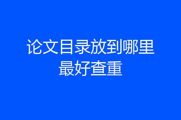 论文目录放到哪里最好查重