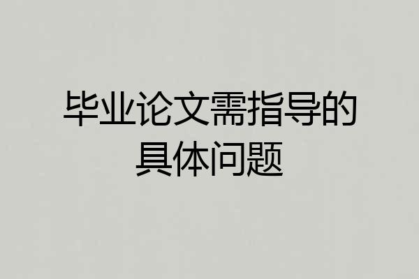 毕业论文需指导的具体问题