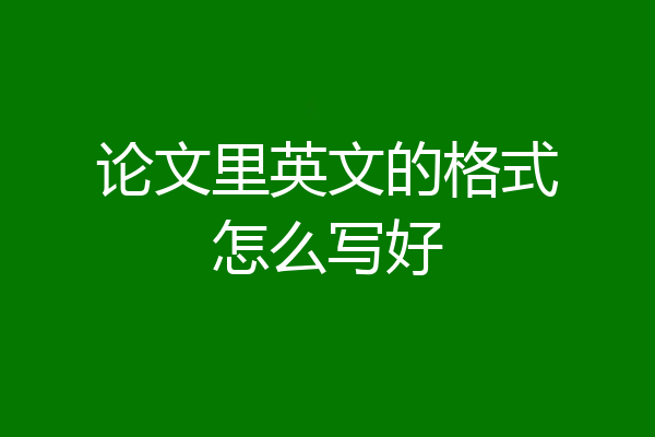 论文里英文的格式怎么写好