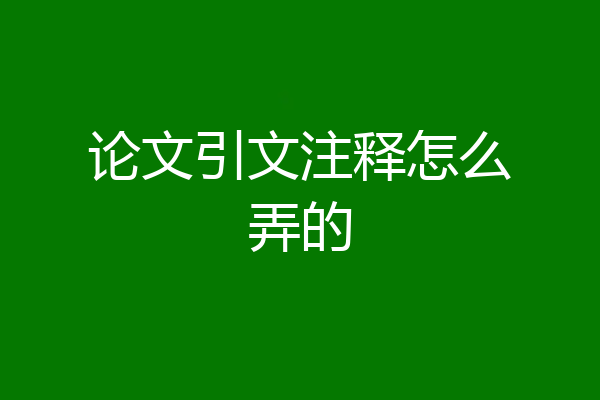 论文引文注释怎么弄的